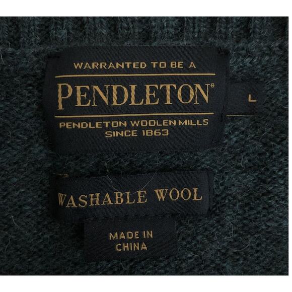 Pendleton Washable Wool Dark Teal Crewneck Sweater L- Read - Picture 2 of 4